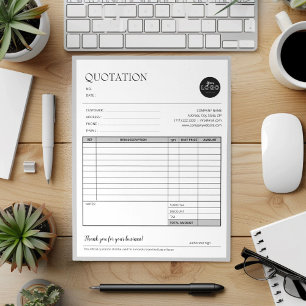 Grey Modern Business Quotation Invoice Sales Form Notepad