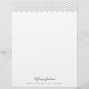 Grey Modern Chevron Border Personalised Letterhead