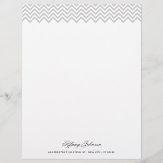 Grey Modern Chevron Border Personalised Letterhead