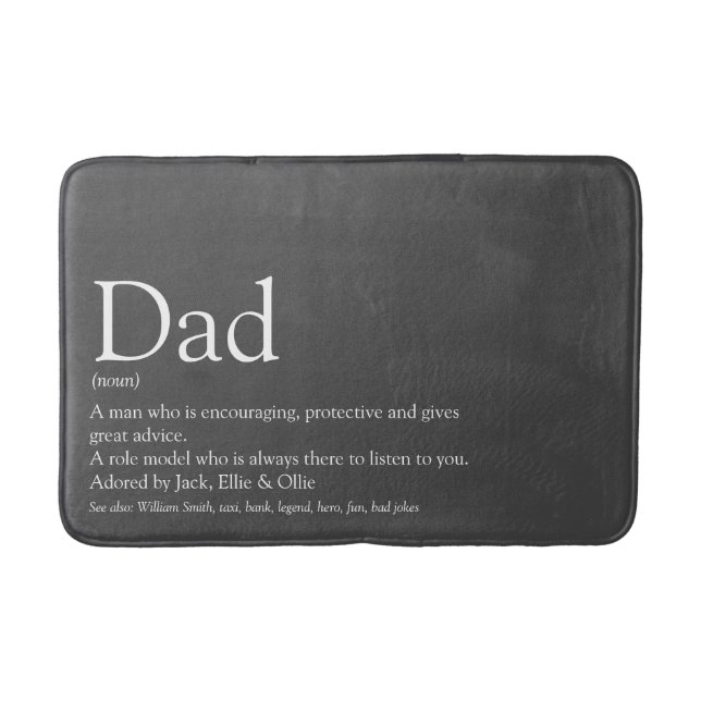 Grey Modern Cool Dad Father Daddy Definition Bath Mat (Front)