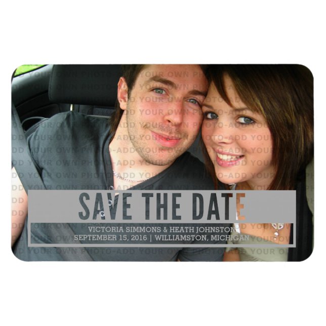 Grey Modern Cut Out Save the Date Magnet (Horizontal)
