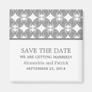 Grey Modern Deco Save the Date Magnet