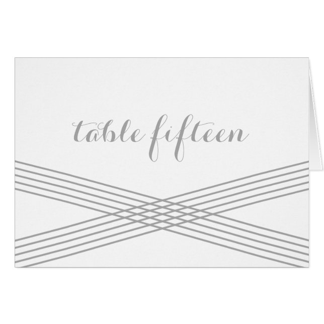Grey Modern Deco Table Number Card (Front Horizontal)