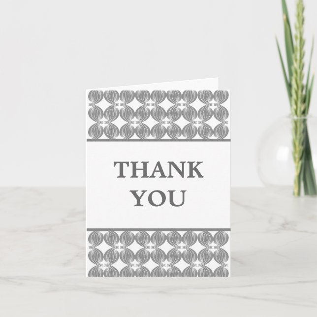Grey Modern Deco Thank You Card (Front)