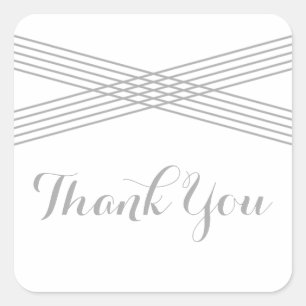 Grey Modern Deco Thank You Stickers