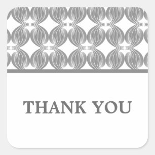 Grey Modern Deco Thank You Stickers