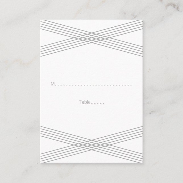 Grey Modern Deco Wedding Place Cards (Front)