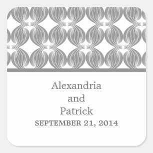 Grey Modern Deco Wedding Stickers