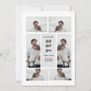 Grey modern elegant photo collage save the date  invitation
