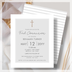 Grey   Modern First Communion Budget Invitation