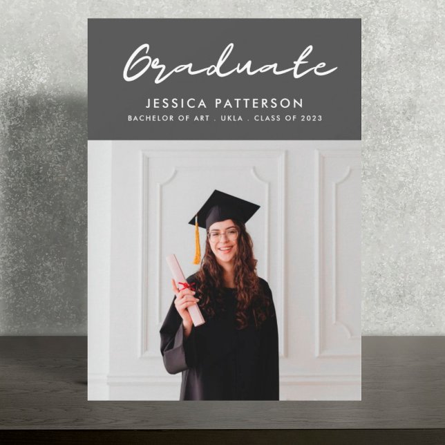 Grey Modern Graduate Editable Graduation Announcement (Creator Uploaded)