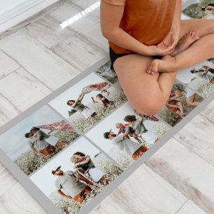 Grey modern minimal elegant multi photo collage yoga mat