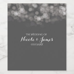 Grey Modern Minimal Lights Chic Elegant Glam Wine Wine Label
