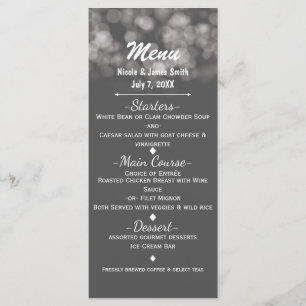 Grey Modern Minimal Lights Elegant Glam Party Menu