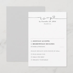 Grey Modern Minimal Wedding RSVP Card