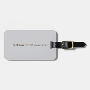 Grey modern minimalist personalised name luggage tag