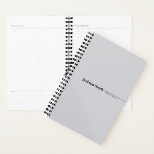 Grey modern minimalist personalised name planner