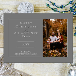 Grey Modern Minimalist Photo Holiday Card