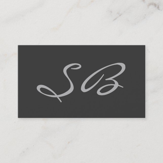 Grey Modern Monogram Standard Business Card (Front)
