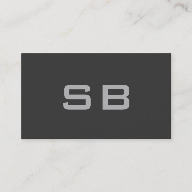 Grey Modern Monogram Standard Business Card (Front)