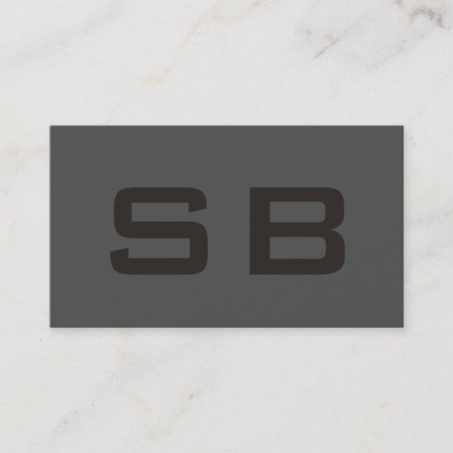 Grey Modern Monogram Standard Business Card (Front)