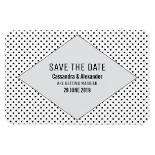 Grey Modern Polka Dots Save the Date Magnet