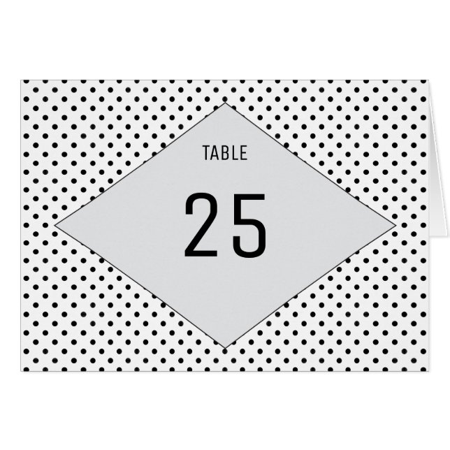 Grey Modern Polka Dots Table Number (Front Horizontal)