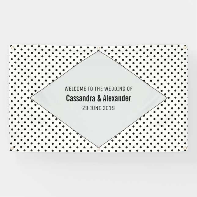 Grey Modern Polka Dots Wedding Banner (Horizontal)