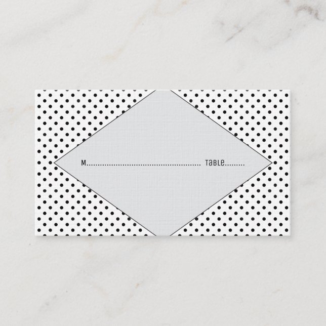 Grey Modern Polka Dots Wedding Place Cards (Front)