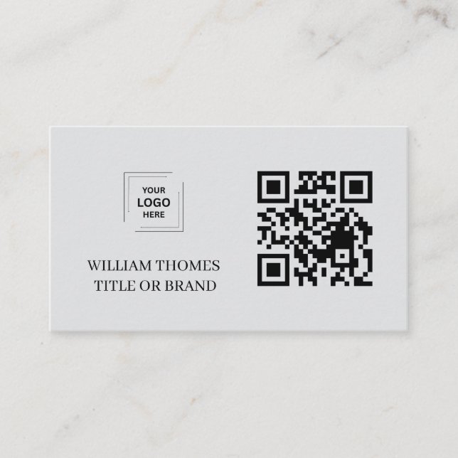 Grey Modern QR Code Business Identity Card (Front)