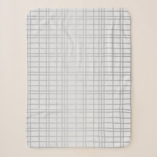 Grey, modern, simple, cool, trendy grid lines sherpa blanket