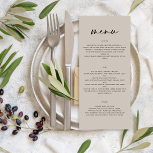 Grey modern simple elegant script wedding menu