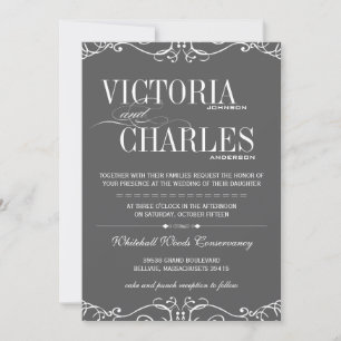 Grey Modern Vintage Typography or Any Colour Invitation