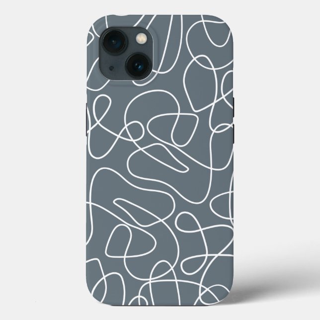 Grey Modern Wavy Lines Pattern Case-Mate iPhone Case (Back)