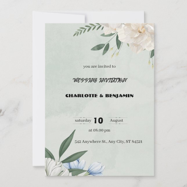 Grey modern wedding invitation (Front)
