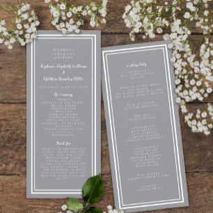 Grey Modern Wedding Service Ceremony Minimalist Pr Programme