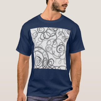Grey Monochrome Whimsical Organic Lines Curves Wat T-Shirt