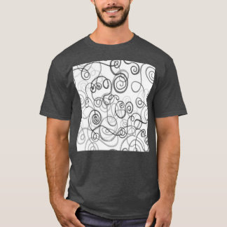 Grey Monochrome Whimsical Organic Lines Curves Wat T-Shirt