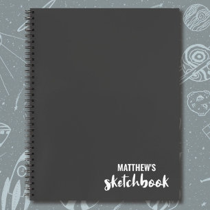 Grey Monogram Artist Sketchbook Notebook