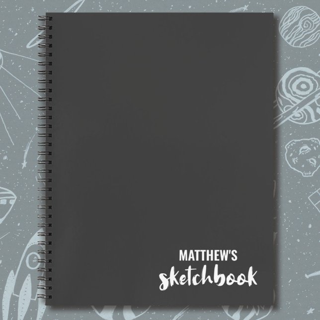 Grey Monogram Artist Sketchbook Notebook (A simple sketchbook personalized with your name.)