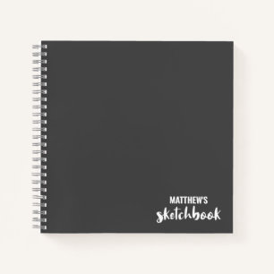 Grey Monogram Artist Sketchbook Notebook