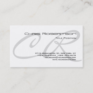 Grey Monogram Black White Charming Business Card