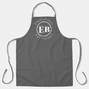 Grey Monogram Chef Apron Personalised Logo
