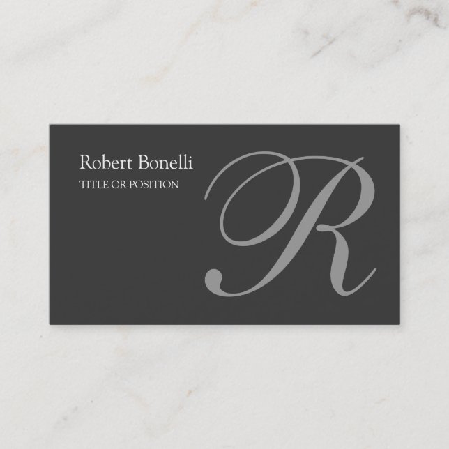 Grey Monogram Chic Business Card (Front)
