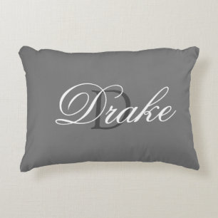 Grey Monogram Decorative Pillow