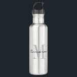Grey Monogram Initial and Name Personalised   710 Ml Water Bottle<br><div class="desc">Grey Monogram Initial and Name Personalised</div>