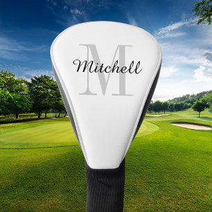 Grey Monogram Initial and Name Personalised Golf Head Cover