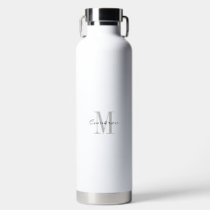 Grey Monogram Initial and Name Personalised   Water Bottle