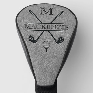 Grey Monogram Initial Name  Golf Head Cover