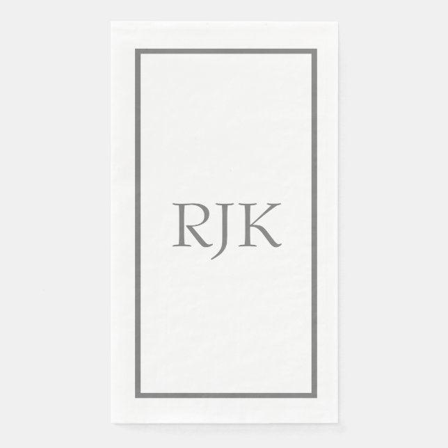 Grey Monogram Initials Custom Name Event 2023 Napkin (Front)